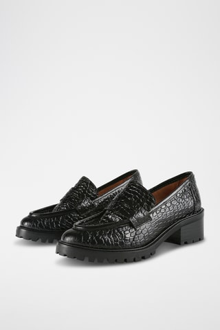 Leren Mocassins met Hak Amlost Famous - Zwart