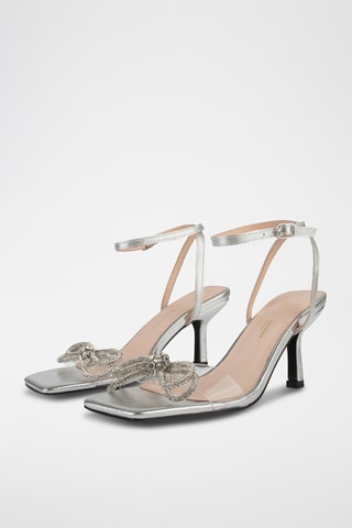 Leren Sandalen met Hak At the Disco - Zilverkleurig