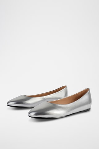 Leren Ballerina’s Baby Come On - Zilverkleurig