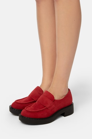 Nubuck Mocassins met Hak Here With You - Rood 
