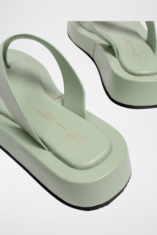 Leren Sandalen met Sleehak Pump up the Jam - Zeegroen