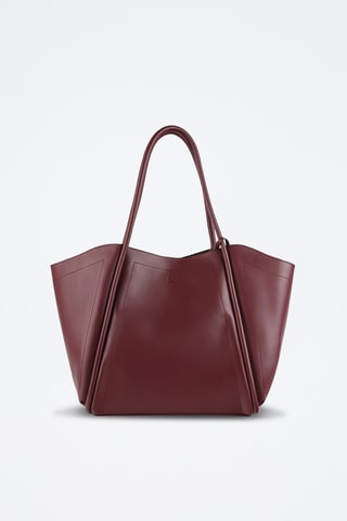 Leren Shopper Big Big World New - Bordeauxrood