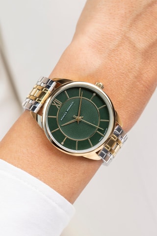 Montre à quartz en acier et diamants - Monica Monaco