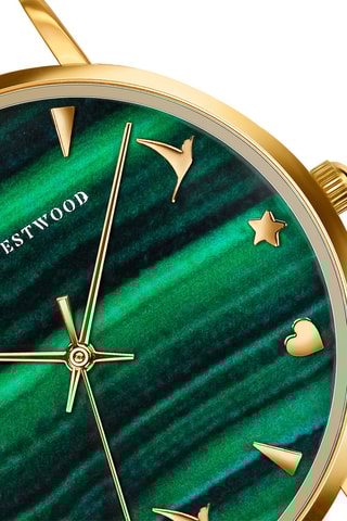 Montre à quartz en cuir - Vert et doré - Emily Westwood