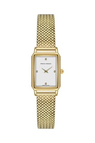 Montre à quartz en acier et diamants - Monica Monaco