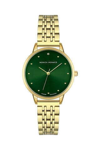 Montre à quartz en acier et diamant - Monica Monaco