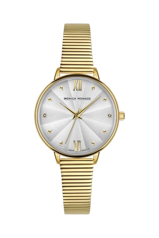 Montre à quartz en acier et diamants
