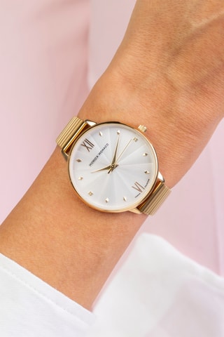 Montre à quartz en acier et diamants