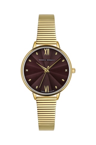 Montre à quartz en acier et diamants
