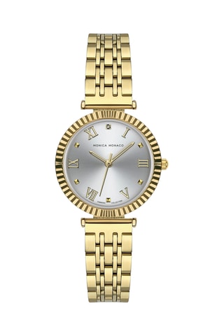 Montre à quartz en acier et diamant