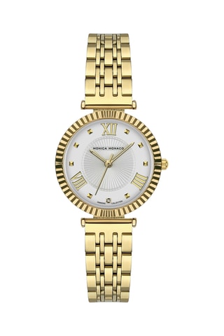 Montre à quartz en acier et diamant