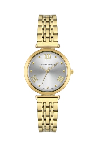Montre à quartz en acier et diamant