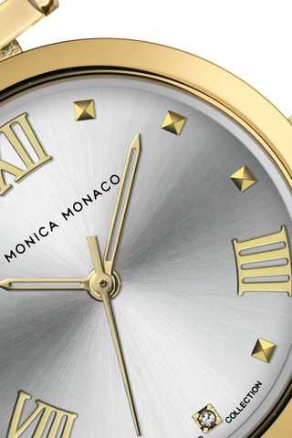 Montre à quartz en acier et diamant