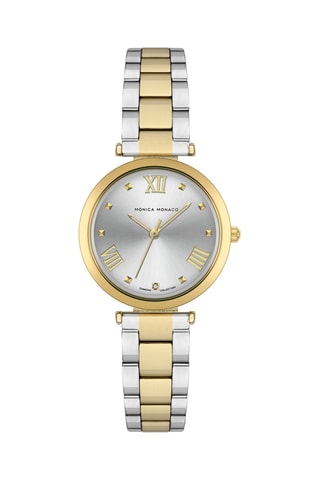 Montre à quartz en acier et diamant