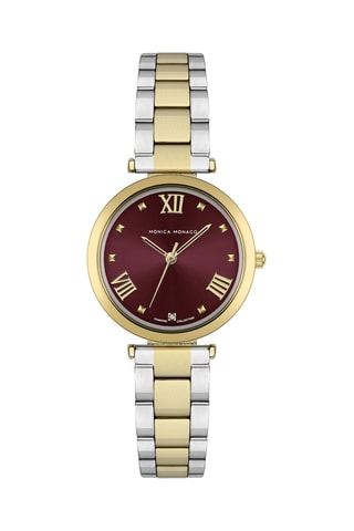 Montre à quartz en acier et diamant