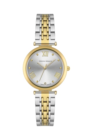 Montre à quartz en acier et diamant