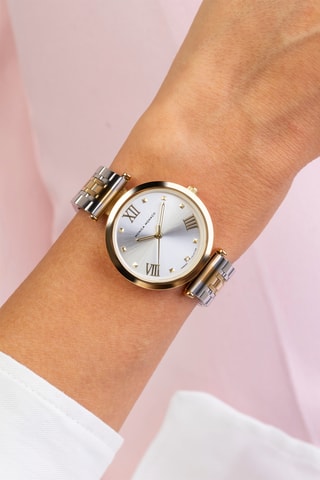 Montre à quartz en acier et diamant