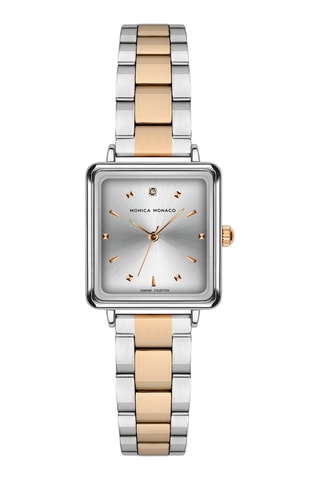 Montre à quartz en acier et diamant