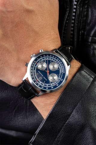 Montre à quartz en cuir - Noir et argenté