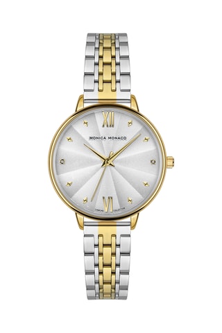 Montre à quartz en acier et diamants