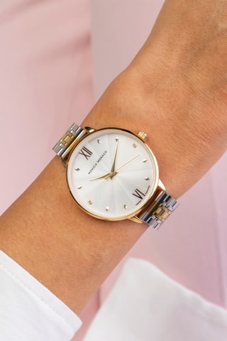 Montre à quartz en acier et diamants