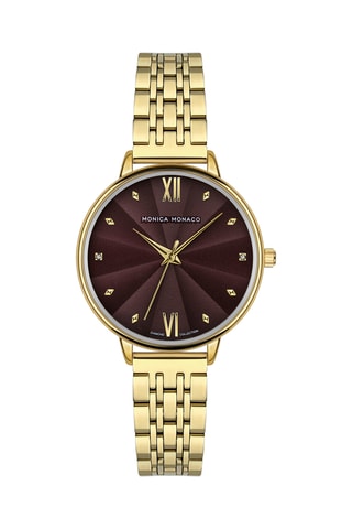 Montre à quartz en acier et diamants