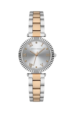 Montre à quartz en acier et diamant