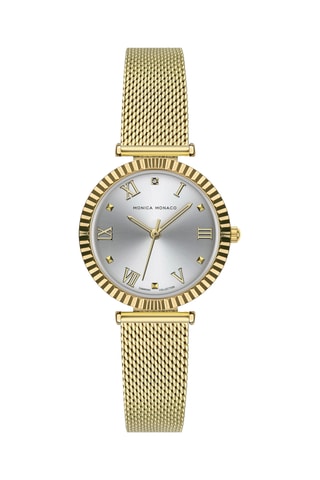 Montre à quartz en acier et diamant