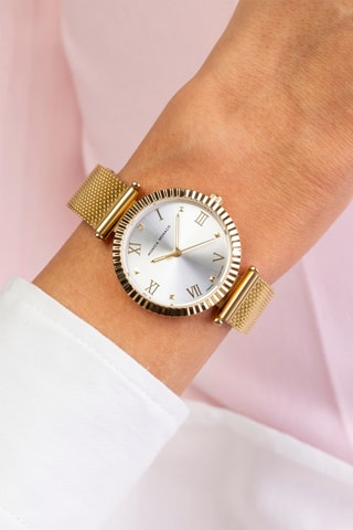 Montre à quartz en acier et diamant