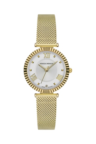 Montre à quartz en acier et diamant