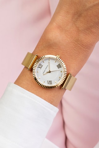 Montre à quartz en acier et diamant