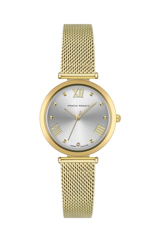Montre à quartz en acier et diamant