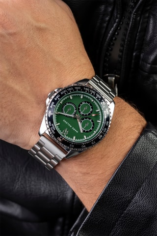 Montre à quartz en acier - Argenté et noir