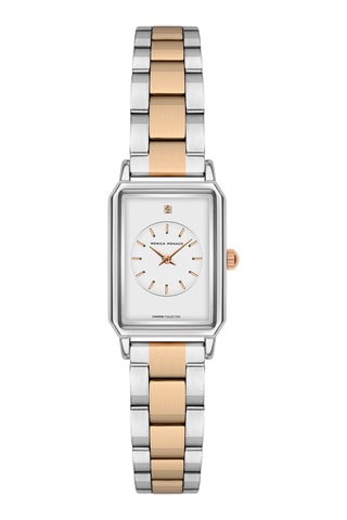Montre à quartz en acier et diamant
