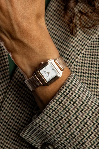 Montre à quartz en acier et diamant