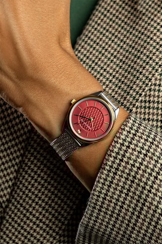 Montre à quartz en acier et diamant
