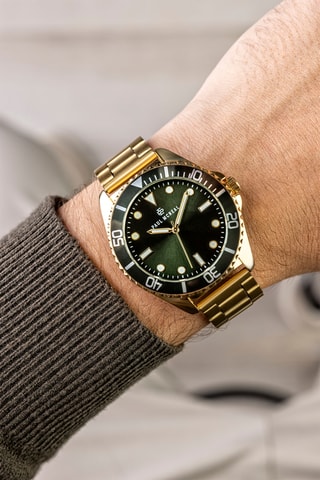 Montre à quartz en acier - Doré et noir