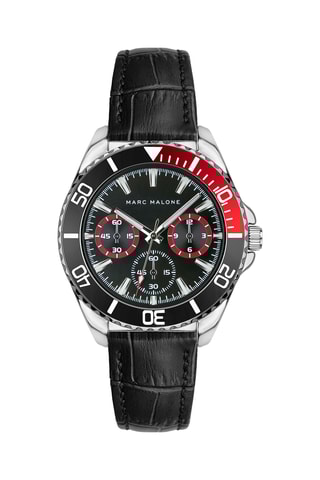 Montre à quartz en cuir - Noir et argenté