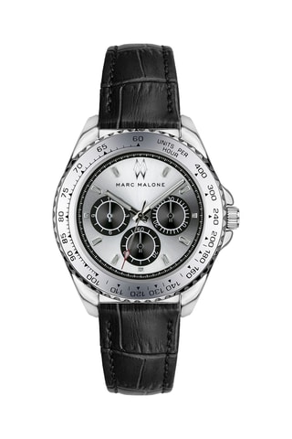 Montre à quartz en cuir - Noir et argenté