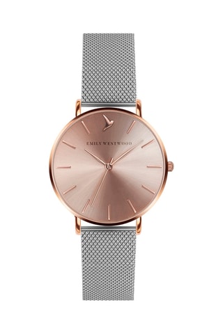 Montre à quartz en acier  -  Argenté et doré rose  - Emily Westwood