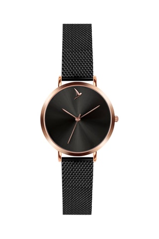Montre à quartz en acier - Noir et doré rose - Emily Westwood