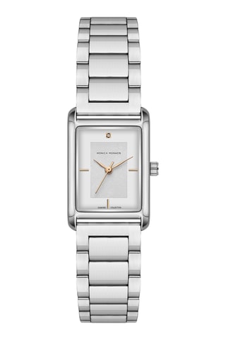 Montre à quartz en acier et diamant