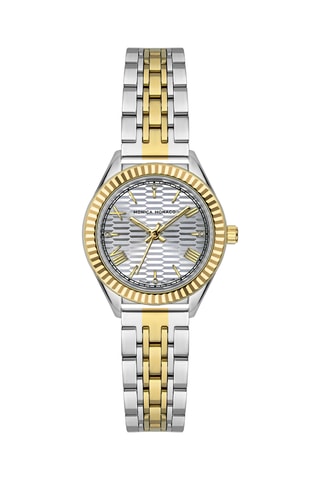 Montre à quartz en acier et diamants