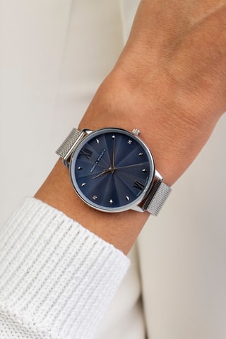 Montre à quartz en acier et diamant
