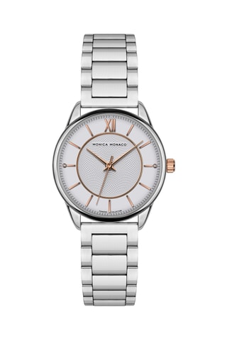 Montre à quartz en acier et diamants