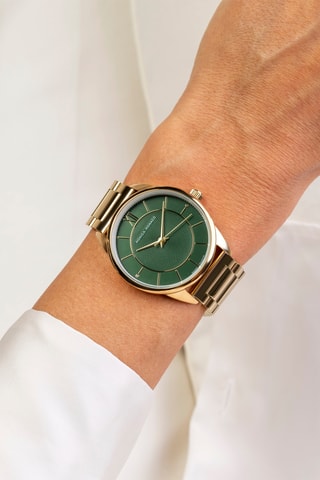 Montre à quartz en acier et diamants
