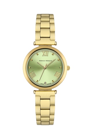 Montre à quartz en acier et diamant