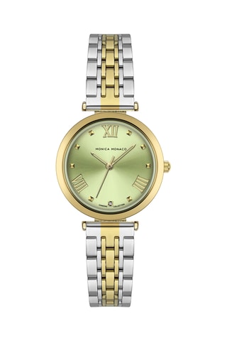 Montre à quartz en acier et diamant