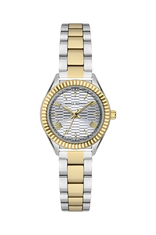 Montre à quartz en acier et diamants