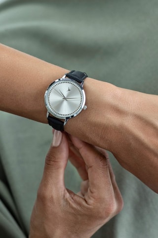 Montre à quartz en cuir - Noir - Emily Westwood